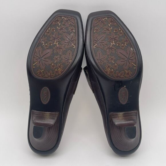 SOFFT Leather Slip-on Shoes Women’s Size 8.5 Cognac Brown Square Toe Kitten Heel - Picture 10 of 15